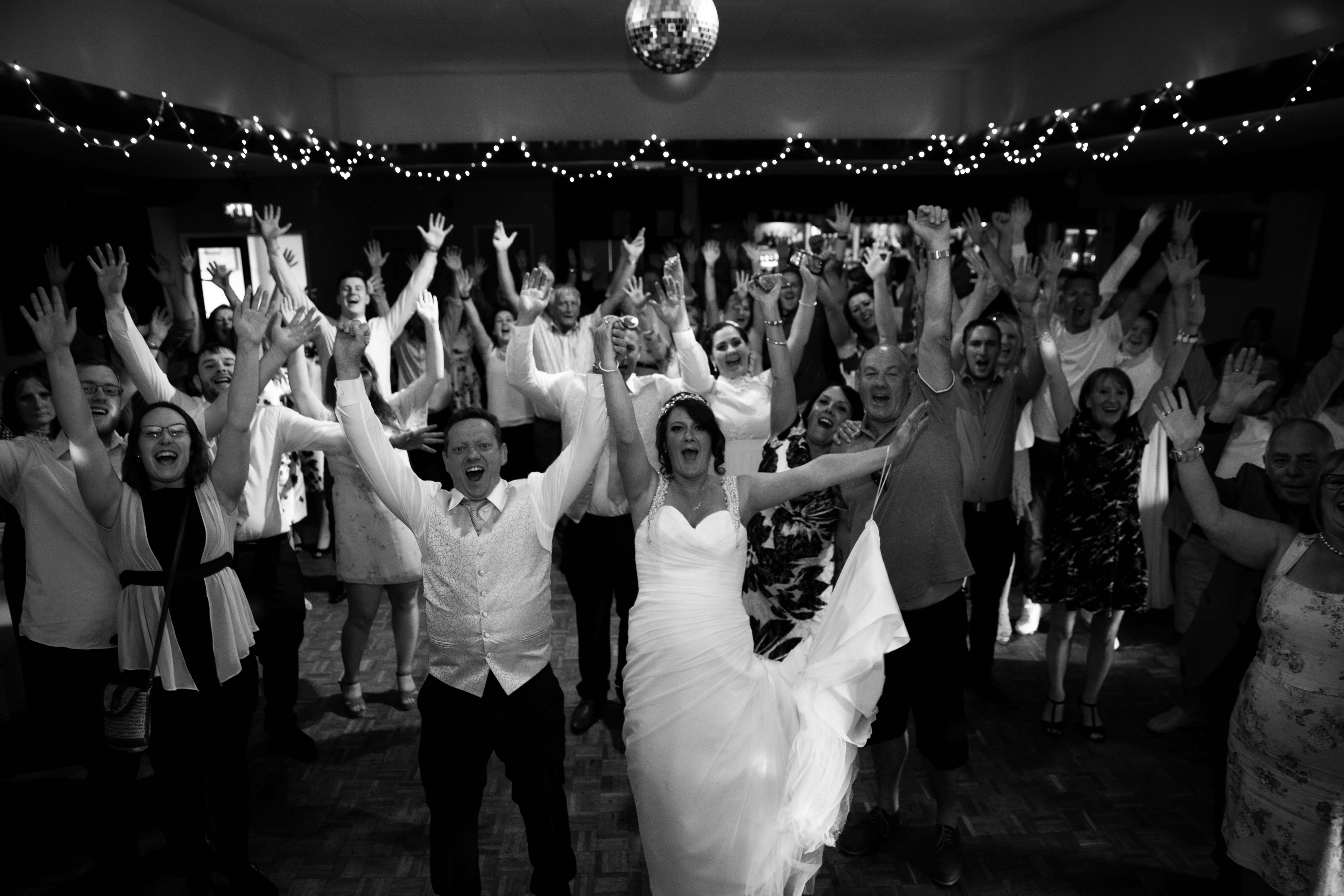 Wedding party cheering in Sheffield 